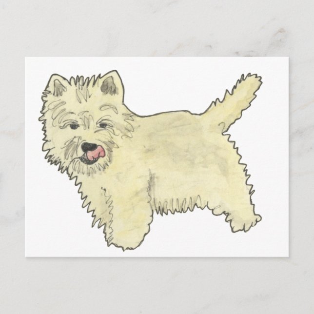 Cute West Highland Terrier Funny Dog Art Design Postcard (Front)