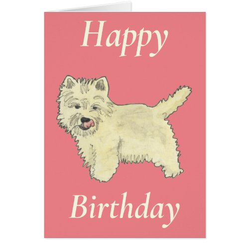 Cute West Highland Terrier Happy Birthday Pink 