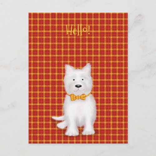 Cute West Highland terrier hello postcard
