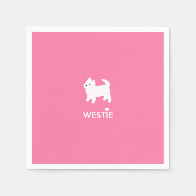 Cute West Highland Terrier - I Love Westies Napkins (Front)