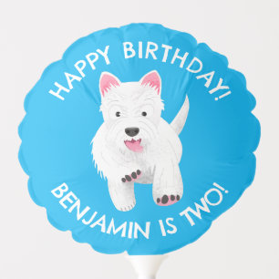 Cute west highland terrier personalized birthday balloon