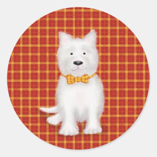 Cute West Highland terrier round stickers