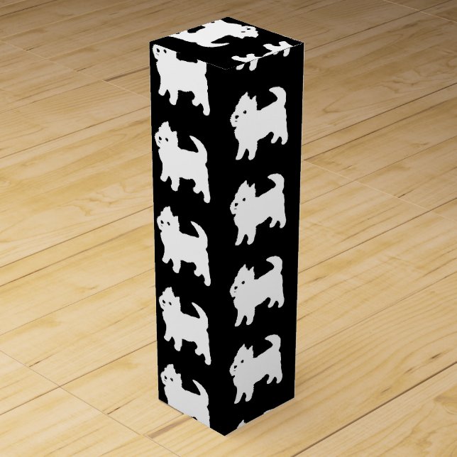 Cute West Highland Terrier - Westie Pattern Wine Box (Front)