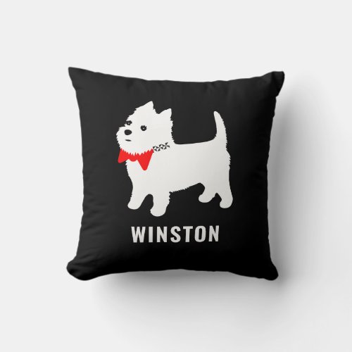 Cute West Highland Terrier with Your Westies Name Throw Pillow