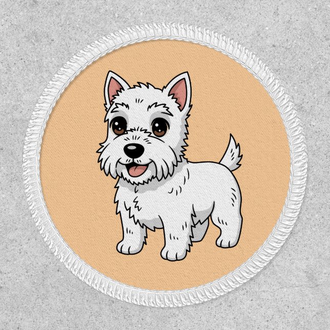 Cute West Highland White Terrier Dog Beige Patch (Front)