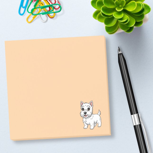 Cute West Highland White Terrier Dog Beige Post-it Notes (Creator Uploaded)