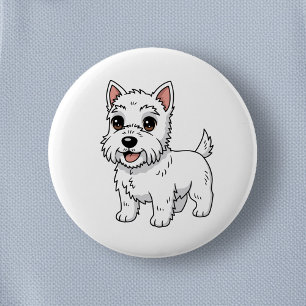 Cute West Highland White Terrier Dog Button