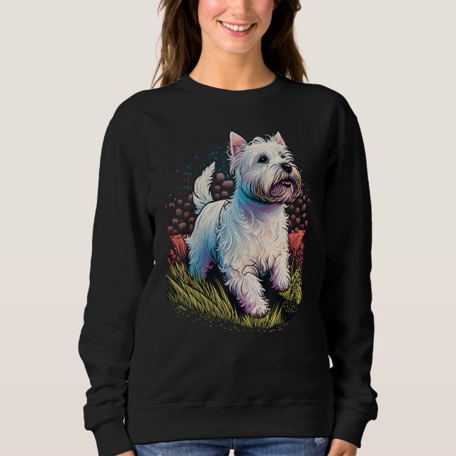 Cute West Highland White Terrier Dog on Westie  2 Sweatshirt (Front)