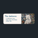 Cute West Highland White Terrier Label<br><div class="desc">Charming illustration of a sweet Westie or West Highland White Terrier in an old English garden in the style of William Morris.</div>