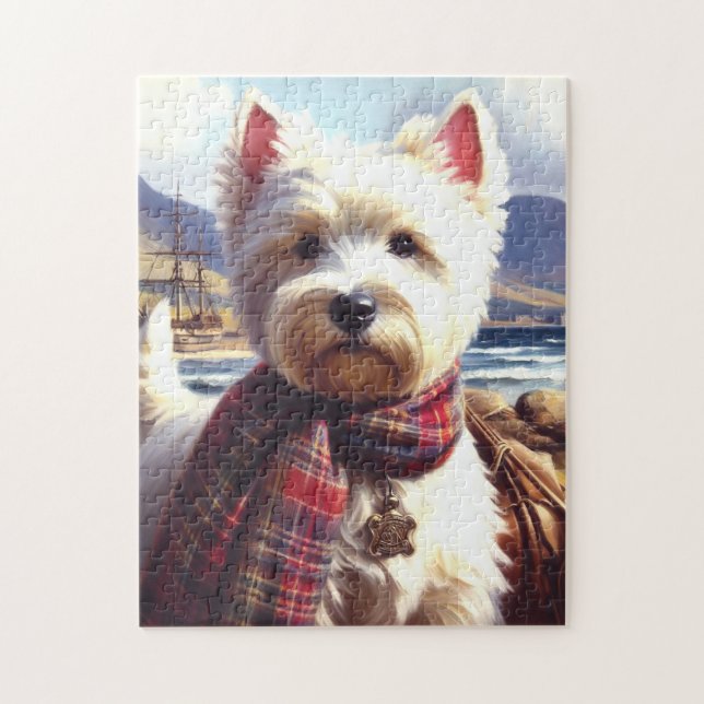 Cute West Highland White Terrier Painting Jigsaw Puzzle (Vertical)
