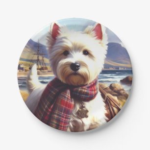 Cute West Highland White Terrier Painting Paper Plates