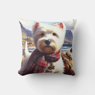 Cute West Highland White Terrier Painting Throw Pillow