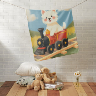 Cute West Highland White Terrier Puppy Toy Train Baby Blanket