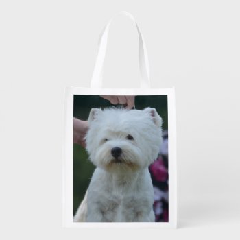 Cute West Highland White Terrier Reusable Grocery Bag by DogPoundGifts at Zazzle