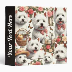 Cute West Highland White Terrier Seamless 3 Ring Binder