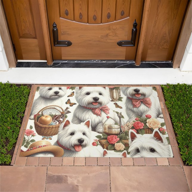 Cute West Highland White Terrier Seamless Doormat (Outdoor)