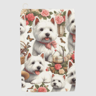 Cute West Highland White Terrier Seamless Golf Towel