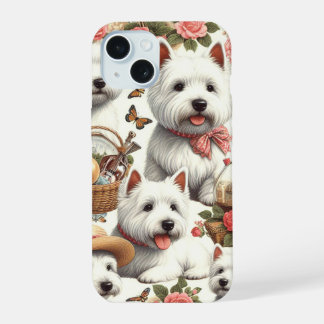 Cute West Highland White Terrier Seamless iPhone 15 Case