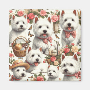 Cute West Highland White Terrier Seamless Magnet