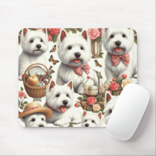 Cute West Highland White Terrier Seamless Mouse Pad