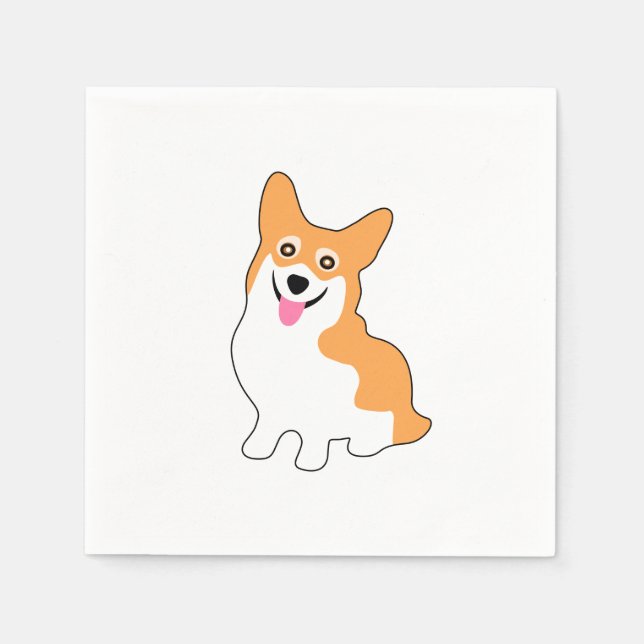Cute West Pembroke Corgi Pup Napkins (Front)