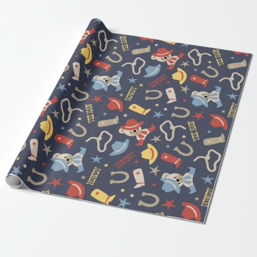 Cute Western Baby Cowboy Bear Wrapping Paper