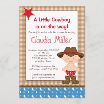 Cute Western Cowboy Baby Shower Invitation by alleventsinvitations at Zazzle
