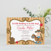 Cute Western Cowboy Baby Shower Invitation (Standing Front)