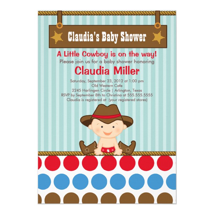 Cute Western Cowboy Baby Shower Invitation