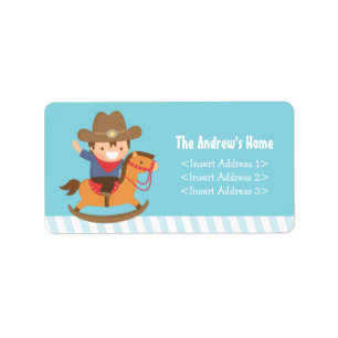 Cute Western Cowboy Kids Birthday Party Label