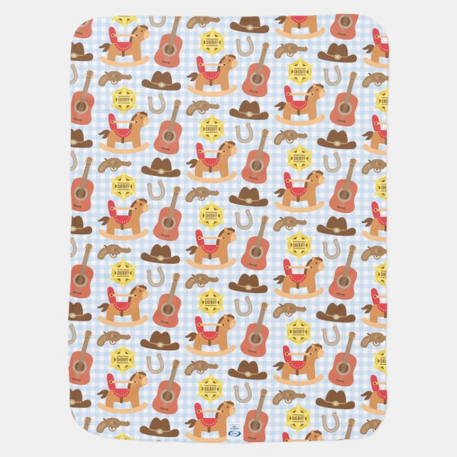 Cute Western Cowboy Pattern For Baby Boys Blanket (Back)
