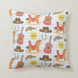 Cute Western Cowboy Pattern Nursery Room Decor Throw Pillow