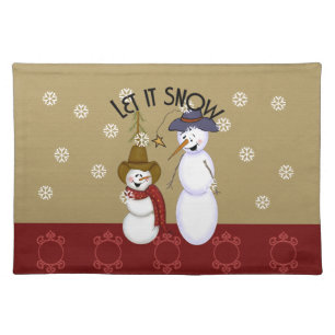 Cute Western Cowboy Snowman Christmas Placemat