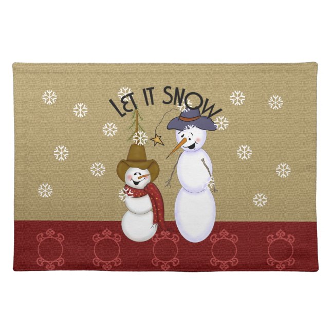 Cute Western Cowboy Snowman Christmas Placemat (Front)
