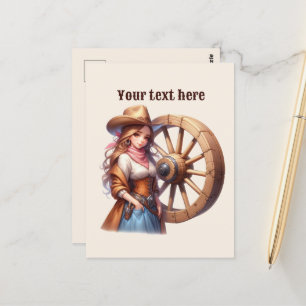 Cute Western Cowgirl add message Postcard