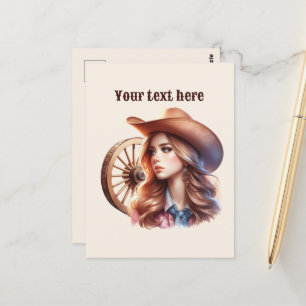 Cute Western Cowgirl add message  Postcard