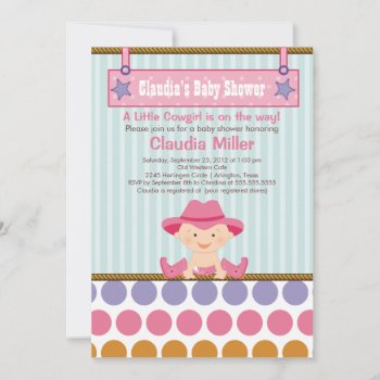 Cute Western Cowgirl Baby Shower Invitation by alleventsinvitations at Zazzle