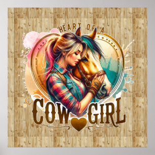 Cute Western Cowgirl heart Poster