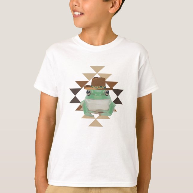 Cute Western Frog With Cowboy Hat T-Shirt (Front)