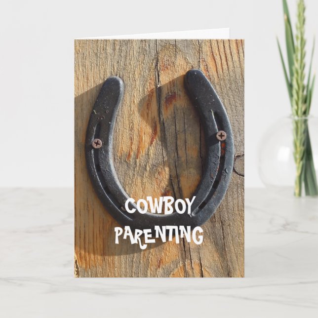 Cute Western Good Luck Parents - Cowboy Parenting Card (Front)