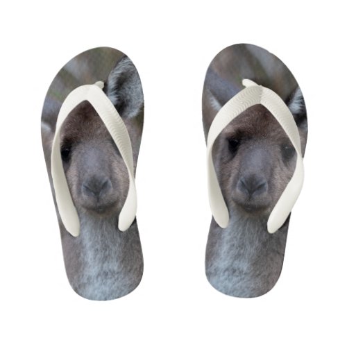 Cute Western Grey Kangaroo Australia Kids Flip Flops