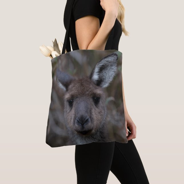 Cute Western Grey Kangaroo Australia Tote Bag (Close Up)