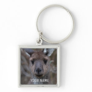 Cute Western Grey Kangaroo Face Australia Keychain