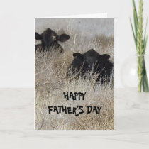 Cute Western Happy Father's Day Cow Calves Card
