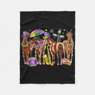 Cute Western Horse Mardi Gras Funny Mardi Gras Day Fleece Blanket