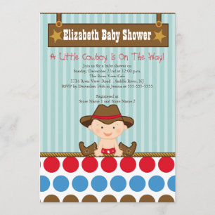 Cute Western Little Cowboy Baby Shower Invitations