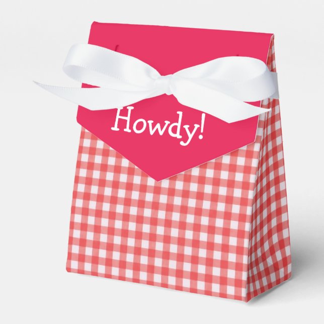 Cute Western Look Red & White Gingham Favor Boxes (Front Side)