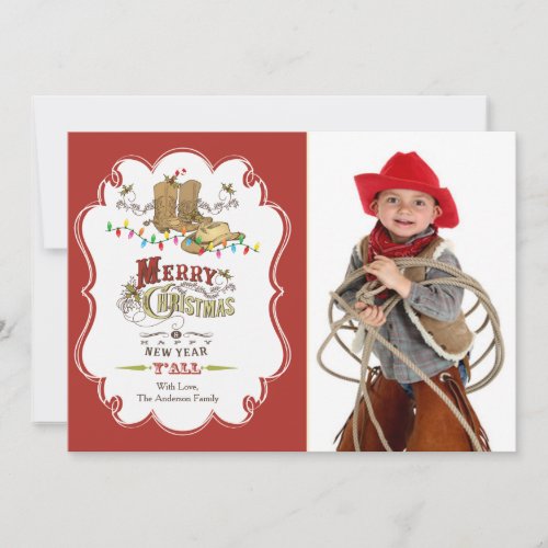 Cute Western Merry Christmas Photo Card