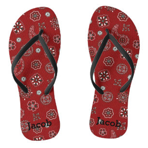 Cute Western Red Bandana Flip Flops