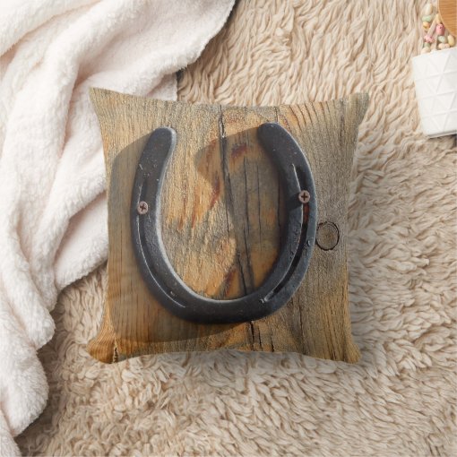 Cute Western Rustic Good Luck Horse Horseshoe Throw Pillow Zazzle
